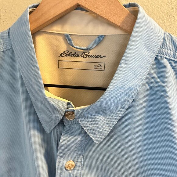 Eddie Bauer Guide Long Sleeve Shirt Mens Size XXL Sky Blue Button Down Hiking - Picture 2 of 9